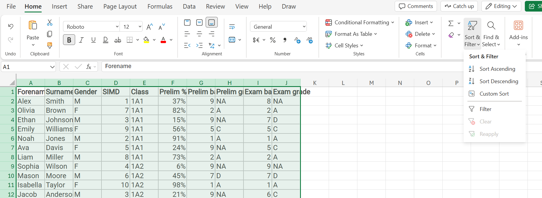 Excel Sort