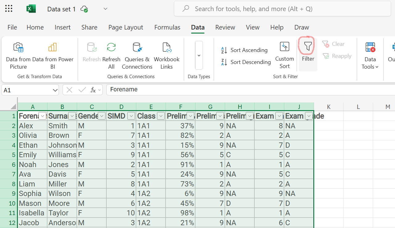 Excel Filter